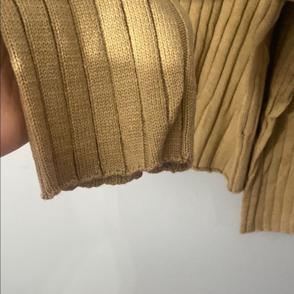 Fashion Tan Ribbed Zip-Up Sweater Size XXL - Picture 6 of 8